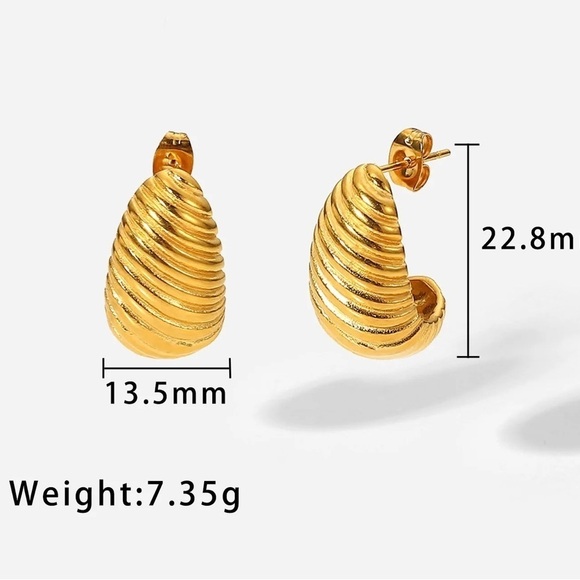 18K Gold Plated Spiral Hoop Earrings - Picture 4 of 7